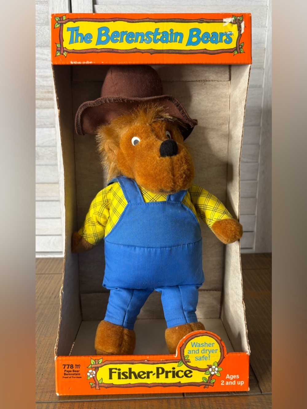 Vintage 1982 Berenstain Bears Papa Bear Plush Fisher-Price NIB Rare